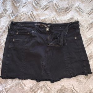 AE black denim mini skirt